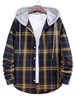 Chemise à Capuche Boutonnée à Carreaux en Blocs de Couleurs 2xl Bleu foncé toile de jean