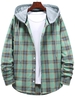 Chemise à Capuche Boutonnée à Carreaux Imprimé 2xl Vert clair