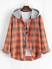 Chemise à Capuche Boutonnée à Carreaux Imprimés S Orange foncé