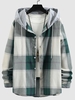 Chemise à Capuche Contrastée à Carreaux Imprimée S Vert clair