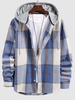 Chemise à Capuche Contrastée à Carreaux Imprimée Xl Bleu toile de jean