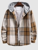 Chemise à Capuche Contrastée à Carreaux Imprimée Xxl Marron camel