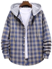 Chemise à Capuche Motif à Carreaux en Blocs de Couleurs Xl Bleu koi