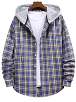 Chemise à Capuche Motif à Carreaux en Blocs de Couleurs Xl Bleu koi