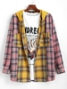 Chemise à Capuche Panneau à Carreaux en Blocs de Couleurs L Jaune