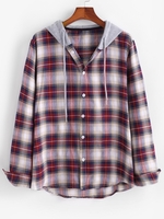 Chemise à Capuche Panneau en Blocs de Couleurs Motif à Carreaux Xl Rouge foncé