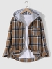 Chemise à Capuche Rayée Motif à Carreaux à Manches Longues Xxl Bois