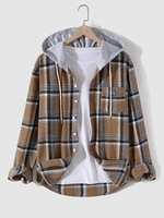 Chemise à Capuche Rayée Motif à Carreaux à Manches Longues Xxl Bois