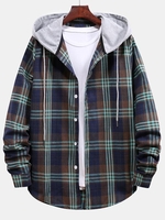 Chemise à Capuche Motif à Carreaux Motif en Blocs de Couleurs M Cadetblue