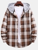 Chemise à Capuche Motif à Carreaux Motif en Blocs de Couleurs Xl Beige