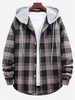 Chemise à Capuche Motif à Carreaux Motif en Blocs de Couleurs Xl Gris fumée