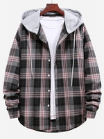 Chemise à Capuche Motif à Carreaux Motif en Blocs de Couleurs Xl Gris fumée