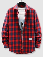 Chemise à Carreaux à Manches Longues M Rouge