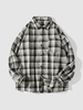 Chemise à Carreaux avec Poche en Avant à Manches Longues M Noir