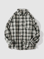 Chemise à Carreaux avec Poche en Avant à Manches Longues M Noir