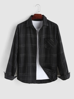 Chemise à Carreaux avec Poche S Noir