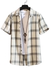 Chemise à Carreaux Boutonnée à Manches Courtes 2xl Blanc
