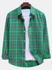 Chemise à Carreaux Boutonnée à Ourlet Courbe S Vert trèfle