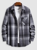 Chemise à Carreaux Boutonnée avec Poche en Avant S Gris