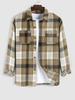 Chemise à Carreaux en Flanelle avec Poche S Café