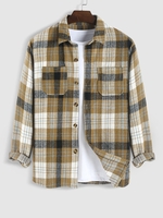 Chemise à Carreaux en Flanelle avec Poche S Café