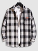 Chemise à Carreaux Goutte Epaule à Manches Longues S Blanc