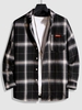 Chemise à Carreaux Goutte Epaule à Manches Longues S Noir