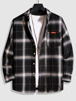 Chemise à Carreaux Goutte Epaule à Manches Longues S Noir