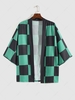 Chemise à Carreaux Imprimée à Manches Courtes Streetwear S Vert tortue de mer