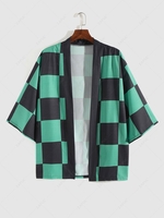 Chemise à Carreaux Imprimée à Manches Courtes Streetwear S Vert tortue de mer