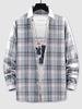 Chemise à Carreaux Imprimée à Manches Longues S Bleu clair