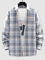 Chemise à Carreaux Imprimée à Manches Longues S Bleu clair
