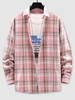 Chemise à Carreaux Imprimée à Manches Longues S Rose