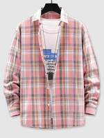 Chemise à Carreaux Imprimée à Manches Longues S Rose