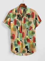 Chemise à Col Rabattu et à Manches Courtes avec Poche à Imprimé Graphique Xxl Multi a