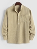 Chemise à Demi-Bouton à Manches Longues en Velours Côtelé M Café lumière