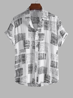 Chemise à Imprimé Abstraite à Manches Courtes Xl Blanc