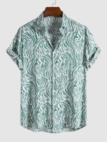 Chemise à Imprimé Animal Zèbre à Manches Courtes M Vert clair