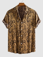 Chemise à Imprimé Animal Zèbre à Manches Courtes S Jaune