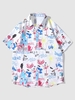 Chemise à Imprimé Aquarelle avec Poche à Manches Courtes L Blanc