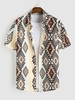 Chemise à Imprimé Aztèque Ethnique Boutonnée Xxl Café lumière