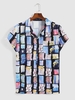 Chemise à Imprimé Carreaux Peinture à Manches Courtes avec Poche M Multi a