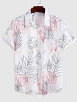 Chemise à Imprimé Eléphant Feuille Tropicale avec Poche S Blanc