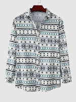 Chemise à Imprimé Ethnique Aztèque à Manches Longues S Multi a