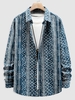 Chemise à Imprimé Ethnique Aztèque à Pois L Bleu gris