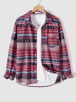 Chemise à Imprimé Ethnique Aztèque avec Poche en Avant à Manches Longues L Multi a