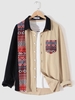 Chemise à Imprimé Ethnique Aztèque en Blocs de Couleurs Boutonnée L Multi a