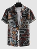 Chemise à Imprimé Ethnique Boutonnée à Manches Courtes Xxl Multi a
