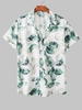 Chemise à Imprimé Feuille à Manches Courtes M Blanc naturel