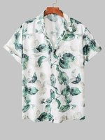Chemise à Imprimé Feuille à Manches Courtes S Blanc naturel